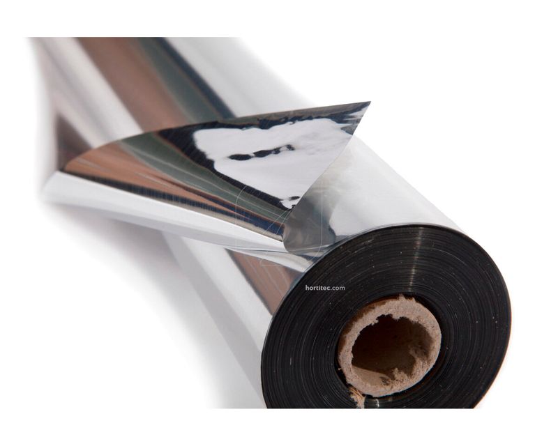 plastico-mylar-ultra-plateado-100-x-1-4-m-x-35μm aislante-termico-armarios-invernaderos-plastico papel reflectante
