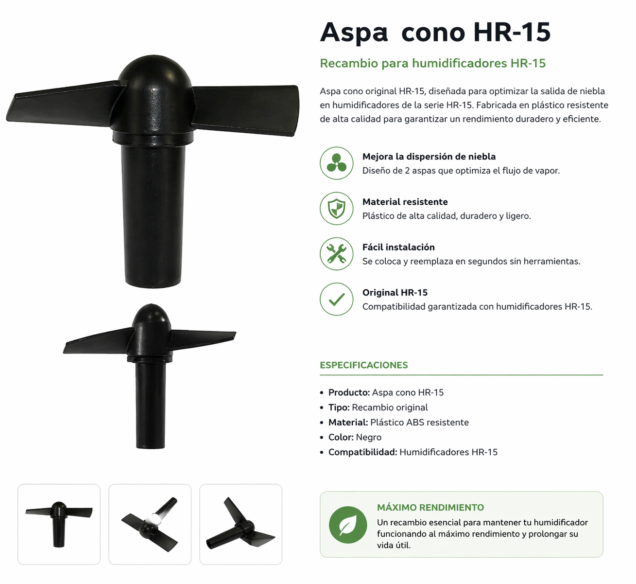 Aspa cono HR-15 | Recambio ventilador