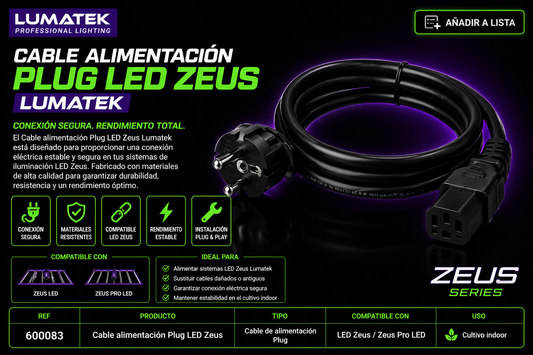 Cable alimentación Plug LED Zeus | lumatek