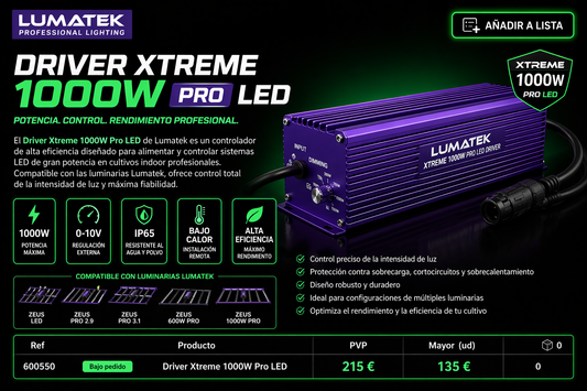 Driver Xtreme 1000W Pro LED lumatek | 🚚 Producto bajo pedido